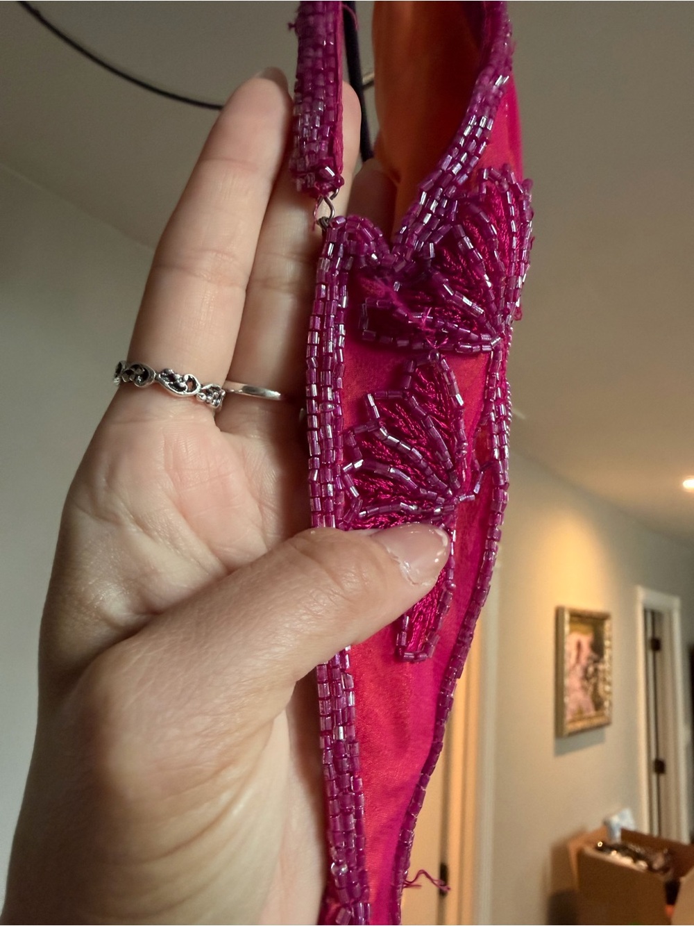 Cache Fuchsia Beaded Maxi Dress with Spaghetti Straps - Picture 10 of 10